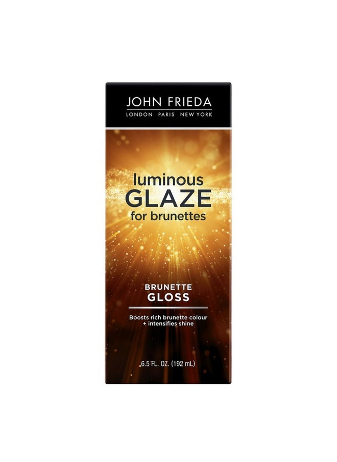 John Frieda Brilliant Brunette Luminous Glaze, Hair Gloss Enhances Rich Color and Boosts Shine for Silky Brunette Hair, Enhances While Mending Damaged Hair Surfaces, 6.5 Oz