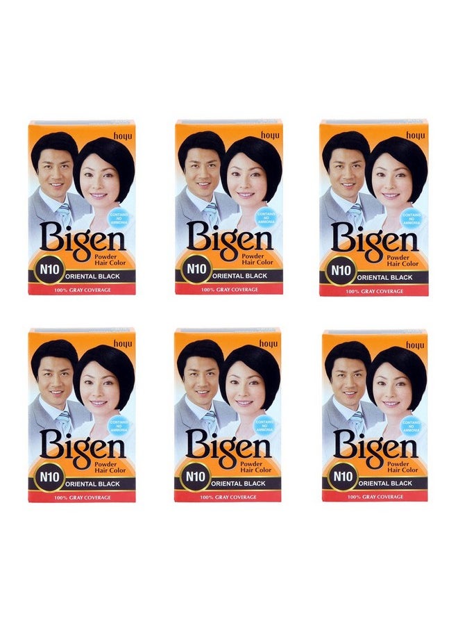 Bigen Powder Hair Color, Oriental Black N10 - Pack of 6 (Combo Set)