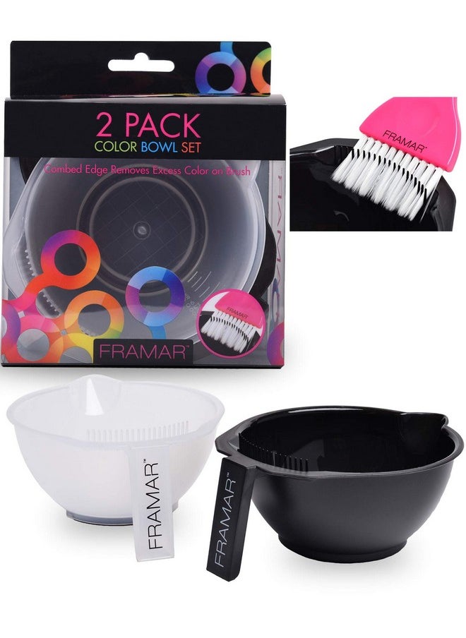 FRAMAR Color Bowl with Cleaner Set - Mixing Bowls - For Hair Color, Hair Bleach, Hair Dye, Coloring - Coloring Set - 2 Pack Bowls