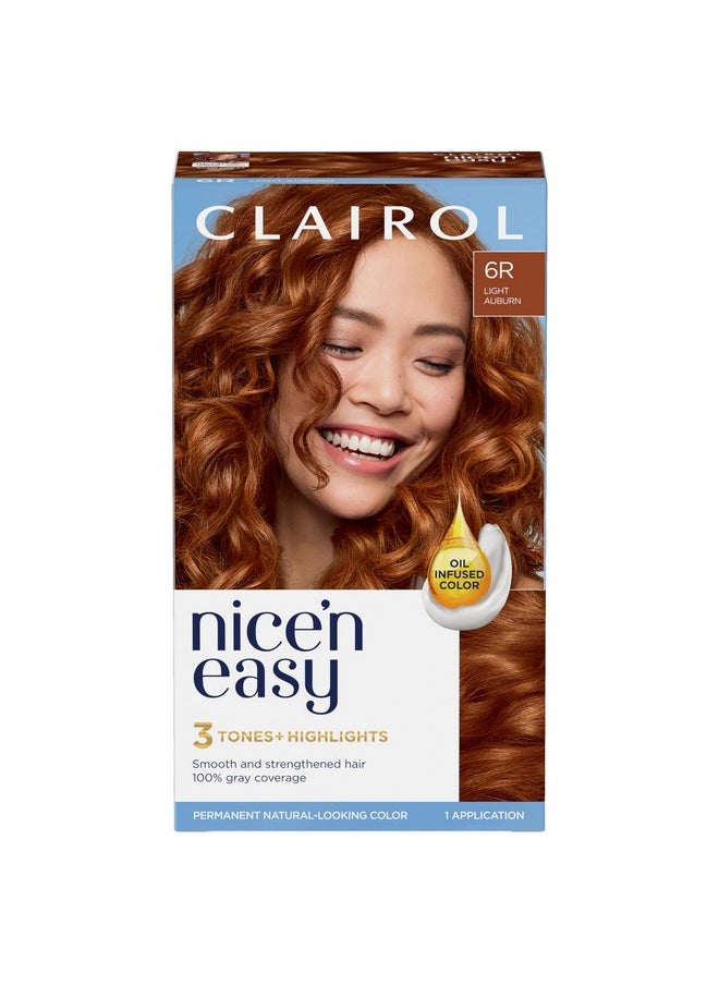 Clairol Nice'n Easy Permanent Hair Dye, 6R Light Auburn Hair Color, Pack of 1