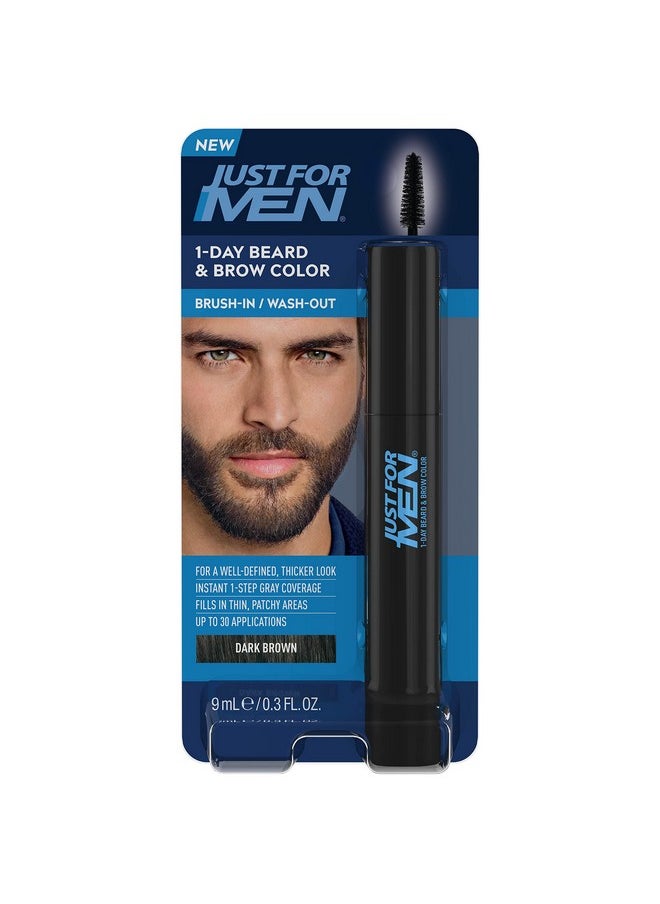 Just for Men 1-Day Beard & Brow Color, Temporary Color for Beard and Eyebrows, For a Fuller, Well-Defined Look, Up to 30 Applications, Dark Brown