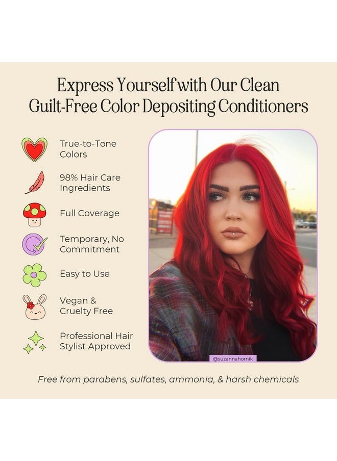 INH Semi Permanent Hair Color | Color Depositing Conditioner | Ruby Red Hair Dye | No Bleach & No Peroxide Temporary Tint for Women & Men | Vegan, Ammonia Free, & Sulfate Free | Ready to Use, 6oz