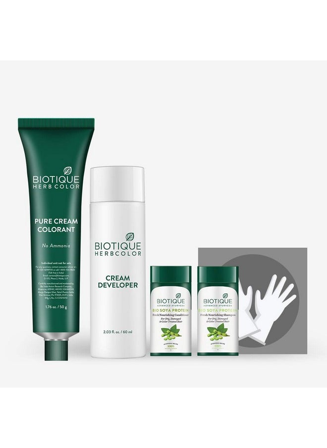 Biotique Herbcolor Conditioning Hair Colour l Ammonia Free Hair Color l 9 Organic Herbal Extracts l Natural and Healthy Shine l 50g + 110ml| Brown 4N (Pack of 1)