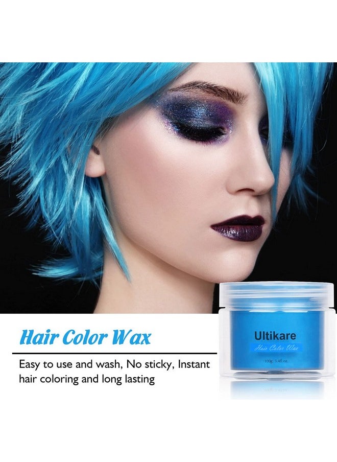 Hair Color Wax, Ultikare Instant Hair Dye Cream Mud Washable Temporary Hair Dye Natural Hairstyle Color Pomade for Party, Cosplay, Halloween (Blue)