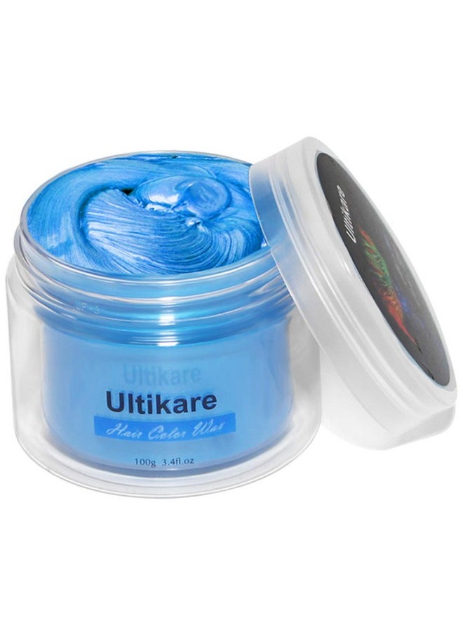 Hair Color Wax, Ultikare Instant Hair Dye Cream Mud Washable Temporary Hair Dye Natural Hairstyle Color Pomade for Party, Cosplay, Halloween (Blue)