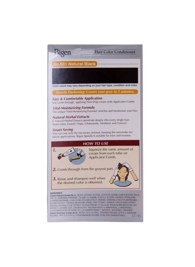 Bigen Speedy Hair Color, Natural Black 881 (40g + 40g)