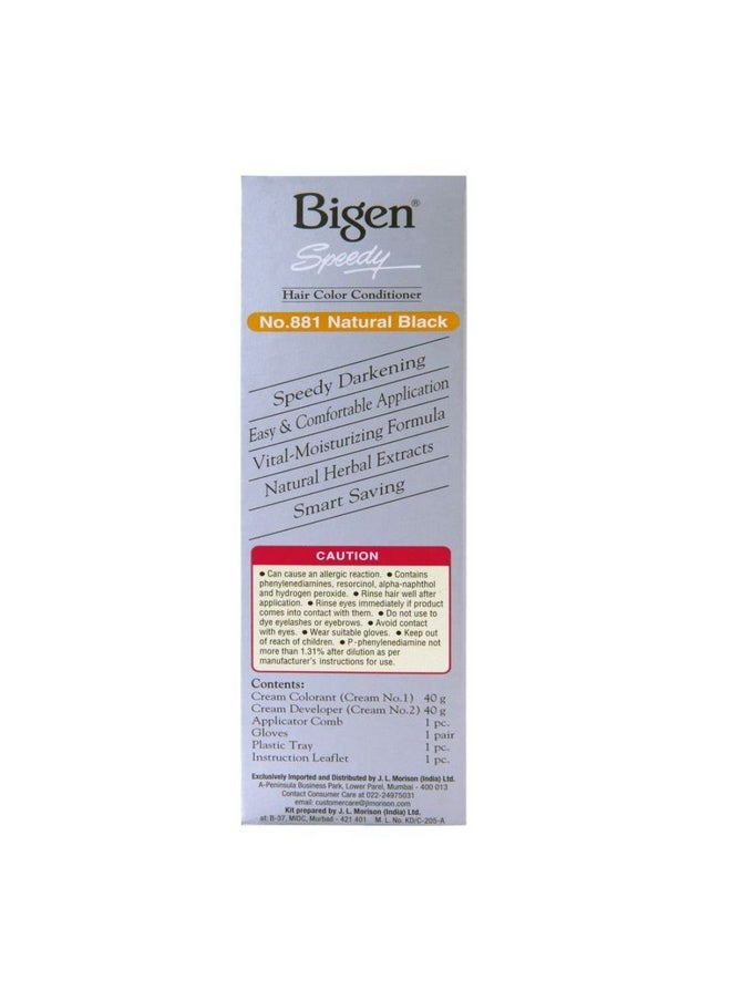 Bigen Speedy Hair Color, Natural Black 881 (40g + 40g)