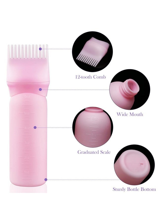 Cosywell Root Comb Applicator Bottle 6 Ounce Hair Dye Applicator Brush 3 Pack for Hair Root Comb Color with Graduated Scale(Pink White Purple)