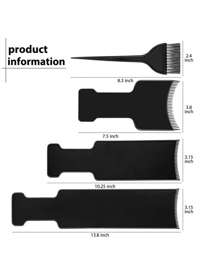 4 Pcs Balayage Highlighting Board with Teeth Hair Dye Paddle Highlighting Brush for Balayage Board Comb for hairstylist Hair Dye(Black)