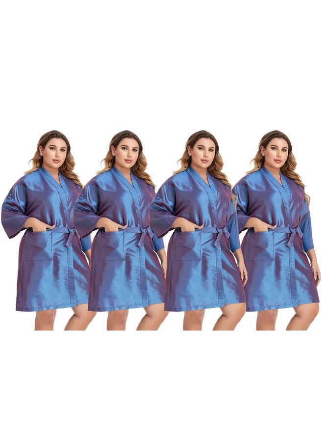 PERFEHAIR Salon Client Gown Cape, Pack of 4, Hairdressing Gown Smock Robes for Hair Stylist to Hair Cutting, Hair Coloring, Makeup-Purple
