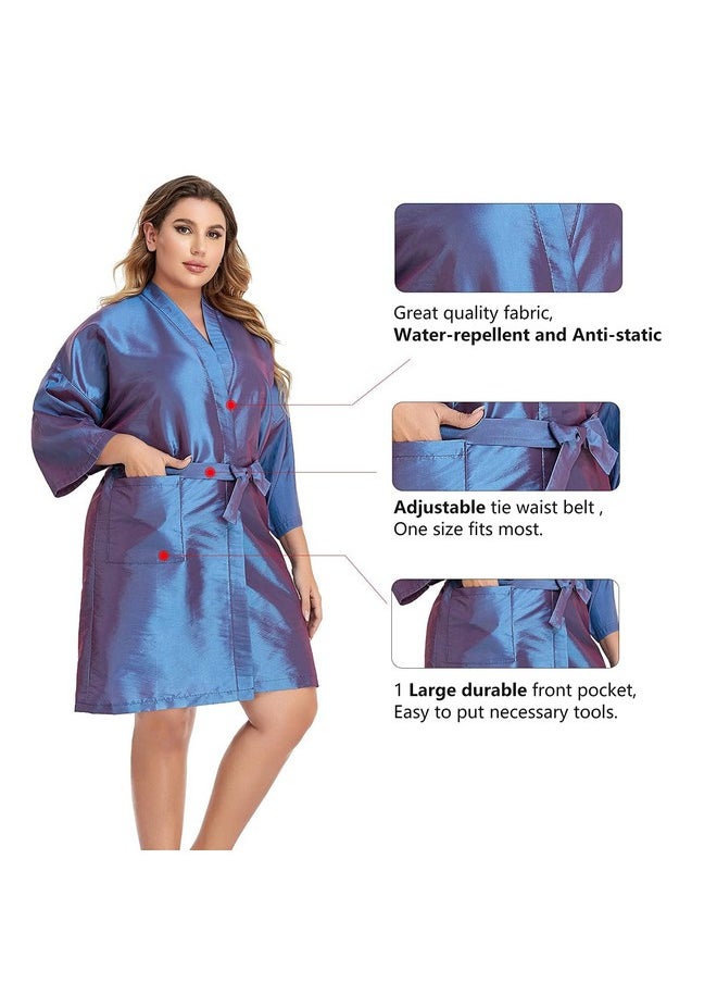 PERFEHAIR Salon Client Gown Cape, Pack of 4, Hairdressing Gown Smock Robes for Hair Stylist to Hair Cutting, Hair Coloring, Makeup-Purple
