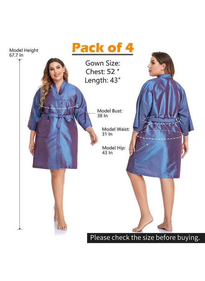 PERFEHAIR Salon Client Gown Cape, Pack of 4, Hairdressing Gown Smock Robes for Hair Stylist to Hair Cutting, Hair Coloring, Makeup-Purple