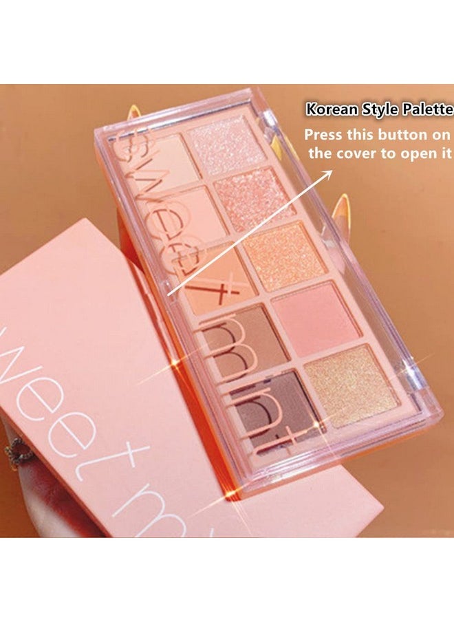 Go Ho 10 Colors Eyeshadow Palette,Matte&Glitter&Shimmer Eyeshadow Korean Makeup,Long Lasting Blendable Shades,Naturing-Looking,Waterproof Cool Eye Shadow Makeup Palette,01