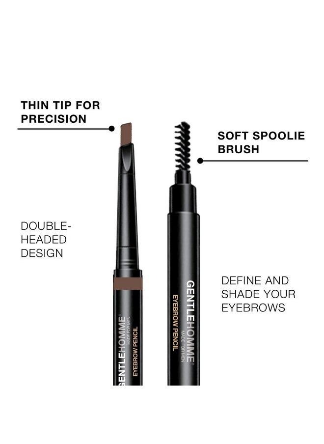 Gentlehomme Mens Eyebrow Pencil Light Brown, Easily Shape Define Fill Eyebrows and Beard, 2 in 1 brush and ultra-thin pencil, Waterproof Smudge Proof Sweatproof, Durable and Long Lasting (Light Brown)
