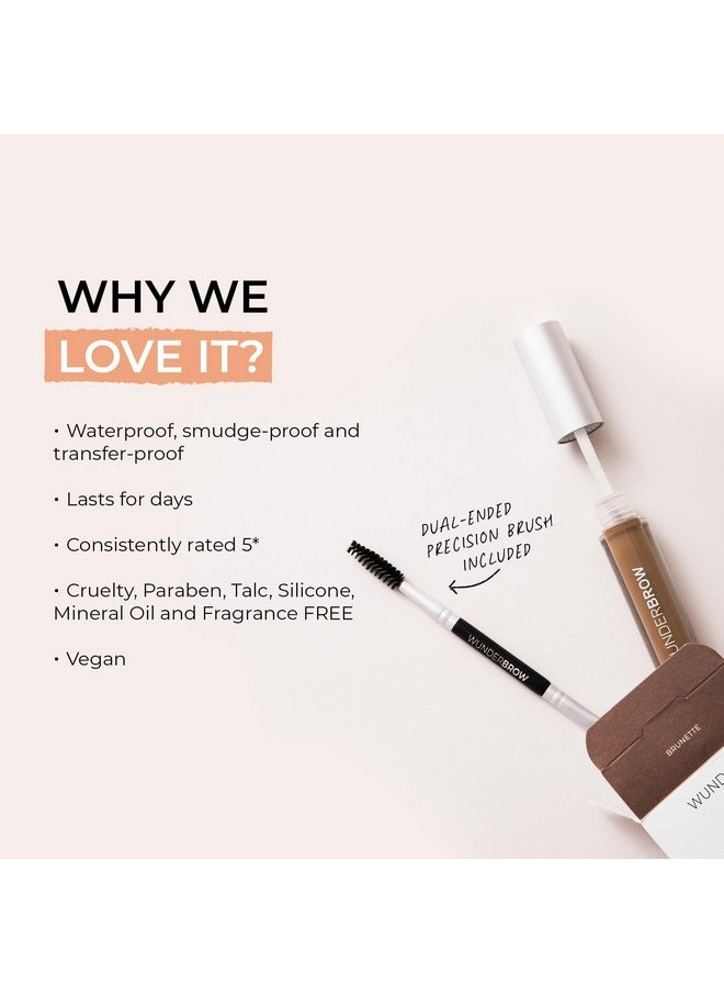 WUNDERBROW Waterproof Eyebrow Gel, Brunette, Vegan and Cruelty-Free