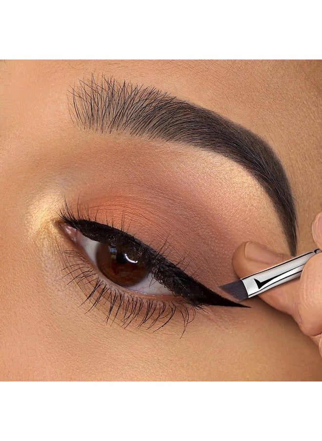 Eyeliner Brush Fine Angled - PRO Precision Gel Eye Liner Makeup Brush -Ultra Thin Slanted Flat Angle - Premium Quality - Cruelty Free Synthetic Bristles (Fine Angled Eyeliner Brush) E835 Black