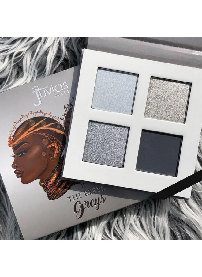 Juvia's Place Rebel Quad Grey Eyeshadow Palette - Shades of 4, Professional Eye Makeup, Pigmented Eyeshadow Palette, Makeup Palette for Eye Color & Shine, Pressed Eyeshadow Cosmetics
