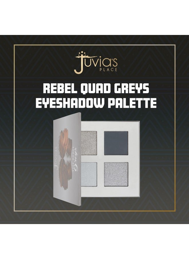 Juvia's Place Rebel Quad Grey Eyeshadow Palette - Shades of 4, Professional Eye Makeup, Pigmented Eyeshadow Palette, Makeup Palette for Eye Color & Shine, Pressed Eyeshadow Cosmetics