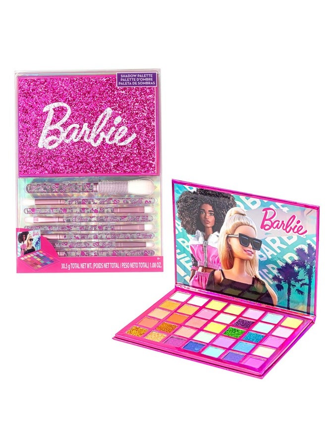 Barbie - Townley Girl 35-Well Eyeshadow Palette, Shimmery and Opaque Colors, Pigmented Blendable, 8 Application Brushes Non-Toxic 8+, Perfect for Parties, Sleepovers & Makeovers