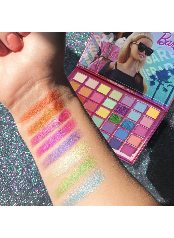 Barbie - Townley Girl 35-Well Eyeshadow Palette, Shimmery and Opaque Colors, Pigmented Blendable, 8 Application Brushes Non-Toxic 8+, Perfect for Parties, Sleepovers & Makeovers