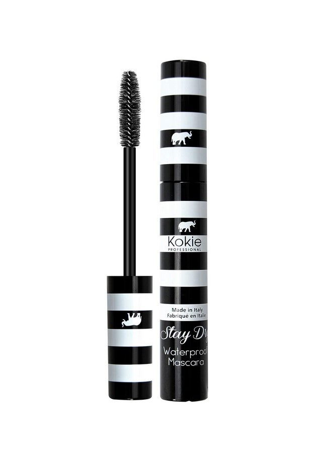 Kokie Cosmetics Stay Dry Waterproof Mascara, Waterproof Black, 0.32 Ounce