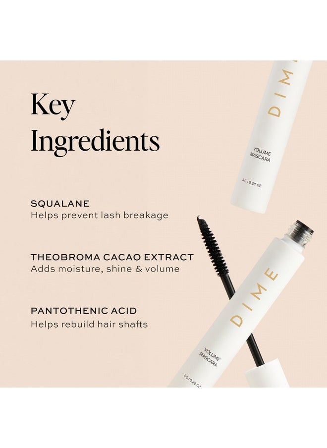 DIME Beauty Volume Mascara - Smudge-Proof Tubing Mascara for Fuller, Thicker Lashes, Adds Volume & Length, Black 0.28 oz / 8 g