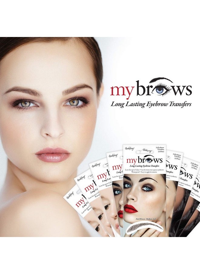 Godefroy MyBrows Long Lasting Eyebrow Transfers, Medium Arch, Light Brown, 12-Pairs of Brows