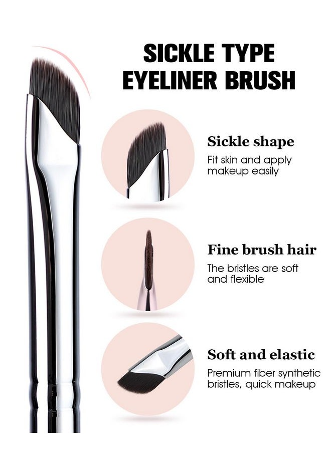 Eyeliner Brush, EIGSHOW Sickle Angled Eyeliner Brush Gel Eye Liner Makeup Brush for Precise Eyeliner Eyebrow Eyelid Ultra Thin with Curved Bristle - Black