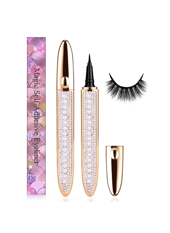 AHNIK Eyeliner Lash Glue Latex-Free Suitable for Sensitive Eyes Eyeliner Glue Strong Hold Waterproof Eyelash Glue Pen Eyelash Glue for False Lashes (1P, Black1)