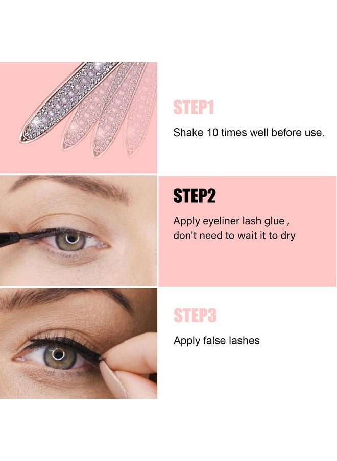 AHNIK Eyeliner Lash Glue Latex-Free Suitable for Sensitive Eyes Eyeliner Glue Strong Hold Waterproof Eyelash Glue Pen Eyelash Glue for False Lashes (1P, Black1)