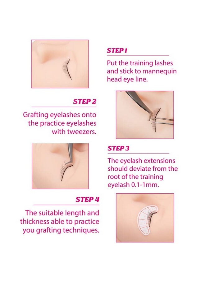 Practice Lashes for Lash Extensions FADLASH 25 Pairs Self Adhesive Eyelashes Lash Extension Strip Eyelashes for Lash Mannequin Head Eyelash Extension Supplies Black