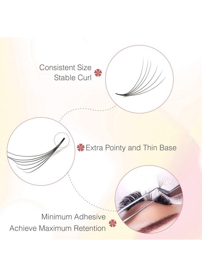 Premade Fans Eyelash Extensions 600 pcs Pointy Thin Base Promade Loose Fans Stable D Curl 8-15mm Mix Lengths Pre Made Volume Lashes with Reusable Silicone Pad by EMEDA (6D 0.07 D 8-15mm)