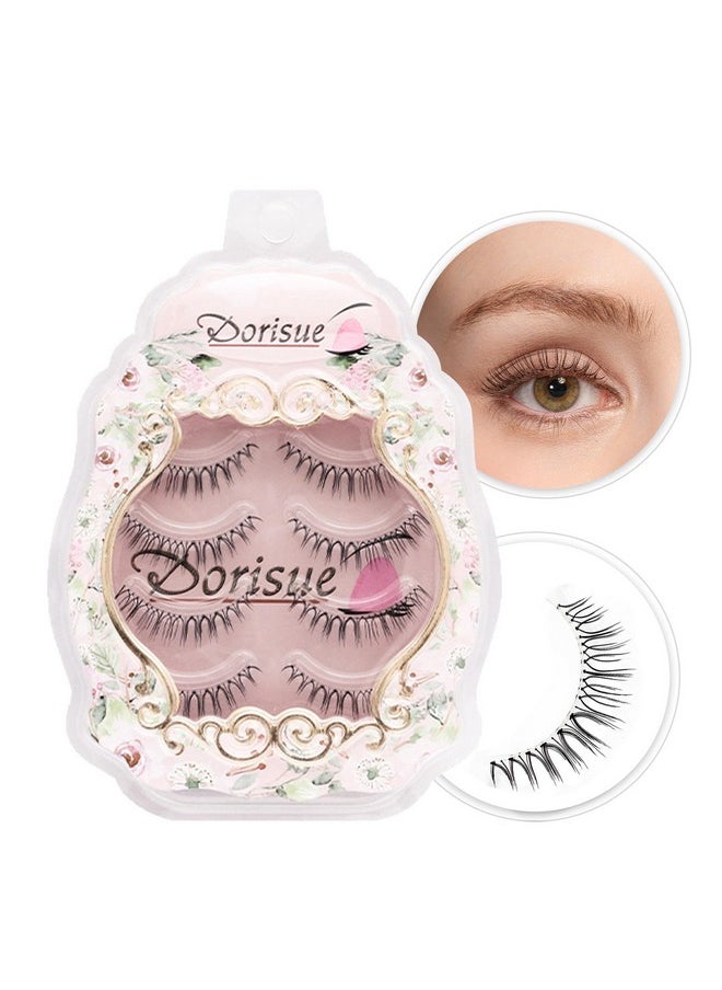 Dorisue Eyelashes natural look 3D lightweight Natural short eyelashes Perfect for Everyday lashes Handmade lashes with Hight Quality 4 pack E3