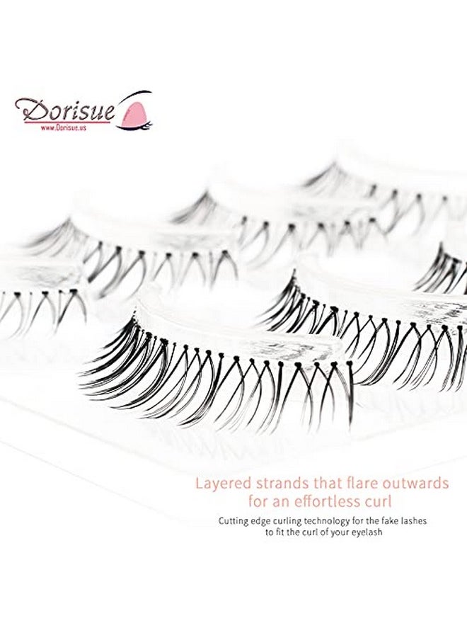 Dorisue Eyelashes natural look 3D lightweight Natural short eyelashes Perfect for Everyday lashes Handmade lashes with Hight Quality 4 pack E3