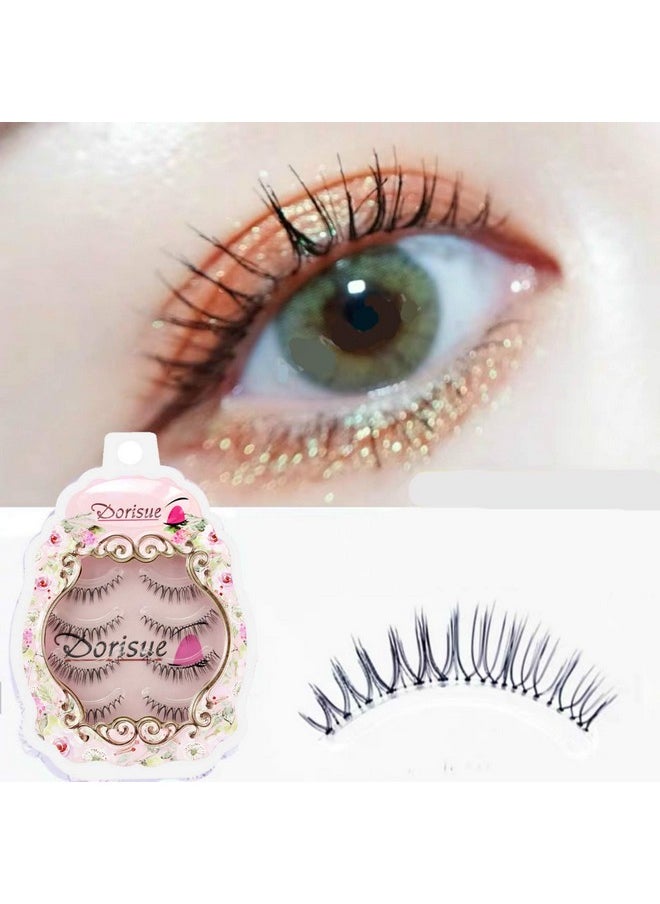 Dorisue Eyelashes natural look 3D lightweight Natural short eyelashes Perfect for Everyday lashes Handmade lashes with Hight Quality 4 pack E3