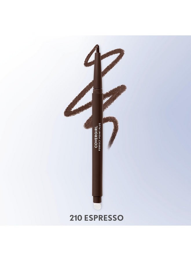 CoverGirl Perfect Point Plus Eyeliner Pencil, Espresso, Long-Lasting, Versatile Brown Eyeliner, Soft Smudging Tip, No Sharpening Needed, Pack of 1