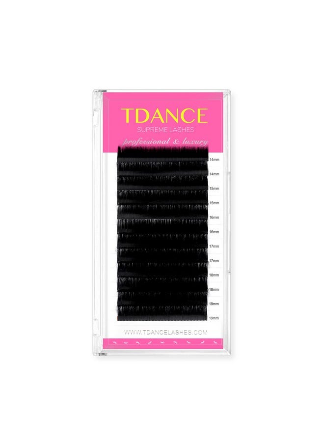 TDANCE Premium C CC D DD J B L Curl 0.03-0.18mm Thickness Semi Permanent Individual Eyelash Extensions Silk Volume Lashes Professional Salon Use Mixed 14-19mm Length In One Tray (D-0.05,14-19mm)