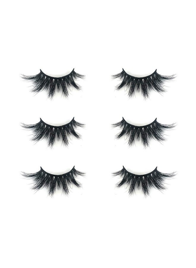 Mink lashes Mikiwi 3 Pairs Eyelashes D384-3, Real Mink Eyelashes, Fluffy Mink Lashes, Thick HandMade Full Strip Lashes, Cruelty Free Luxury Makeup Dramatic Lashes, 20mm 3D Mink Lashes