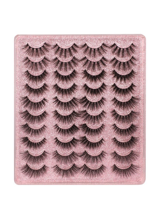 20 Pairs False Eyelashes 3D Faux Mink Lashes Natural Look Wispy Fake Eyelashes ALPHONSE 16-20MM Fluffy Volume Long Thick Lashes Pack 5 Styles Mixed