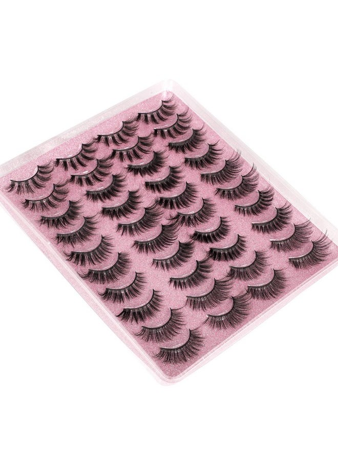 20 Pairs False Eyelashes 3D Faux Mink Lashes Natural Look Wispy Fake Eyelashes ALPHONSE 16-20MM Fluffy Volume Long Thick Lashes Pack 5 Styles Mixed