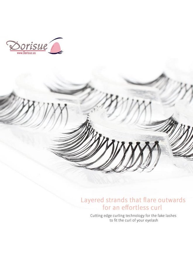 Dorisue Eelashes Natural look wispies Short lashes 3D natural looking eyelashes LightWeight eyelashes 4 Pairs lashes pack