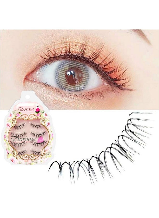 Dorisue Eelashes Natural look wispies Short lashes 3D natural looking eyelashes LightWeight eyelashes 4 Pairs lashes pack