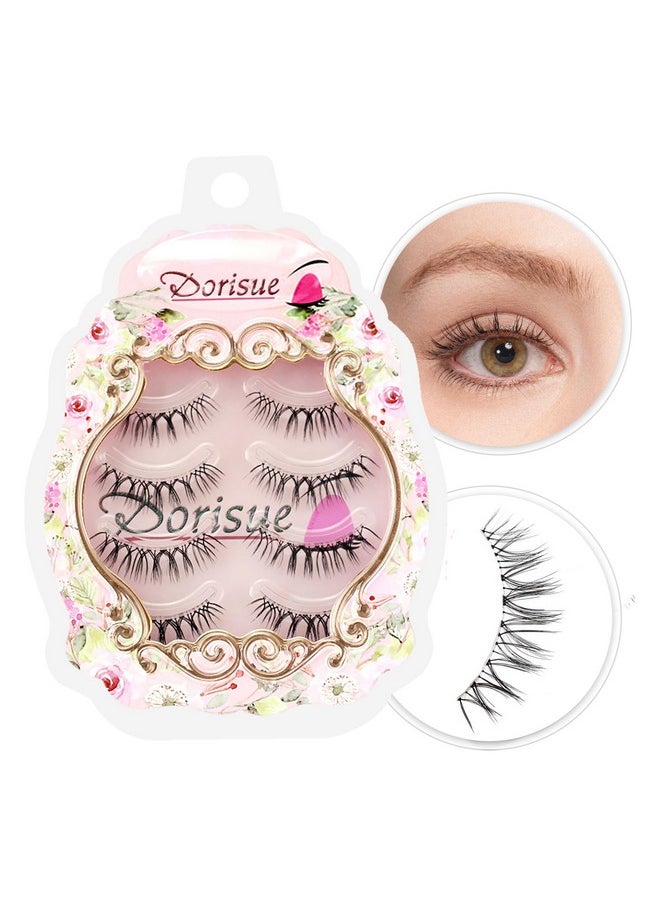 Dorisue Eelashes Natural look wispies Short lashes 3D natural looking eyelashes LightWeight eyelashes 4 Pairs lashes pack