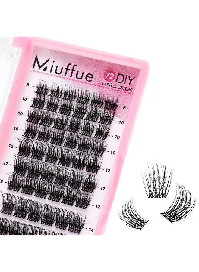 Miuffue Lash Clusters 72 PCs Cluster Lashes DIY Eyelash Extensions Super Thin Band Soft Mixed Tray Wispy Individual Lashes Eyelash Clusters (Fluffy, C-8-16mix)