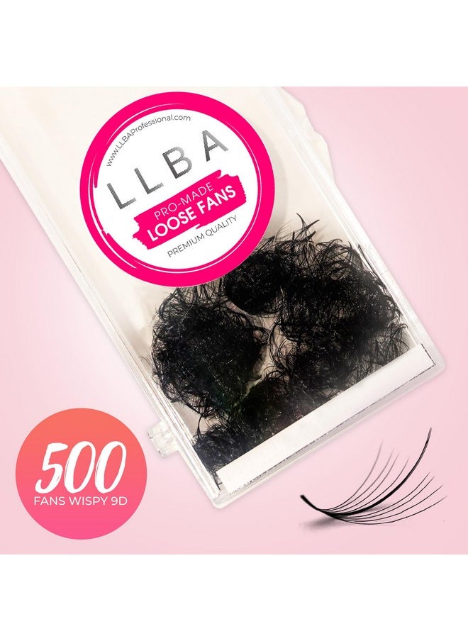 LLBA Promade Wispy Lash Extensions 9D 0.05, 100% Handmade Eyelashes Volume Fans, C Cc D Curls, 9-17 Mm Length, Long-Lasting, Easy Application (D 12 mm)