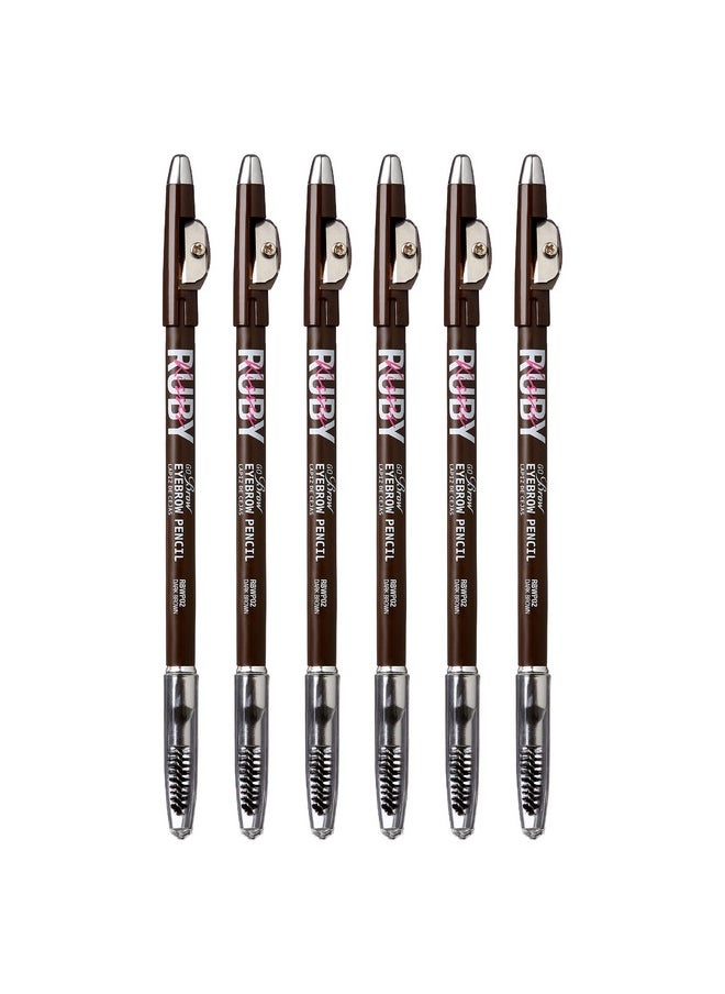 Kiss Go Brow Eyebrow Wooden Pencil Dark Brown (6 Pieces)