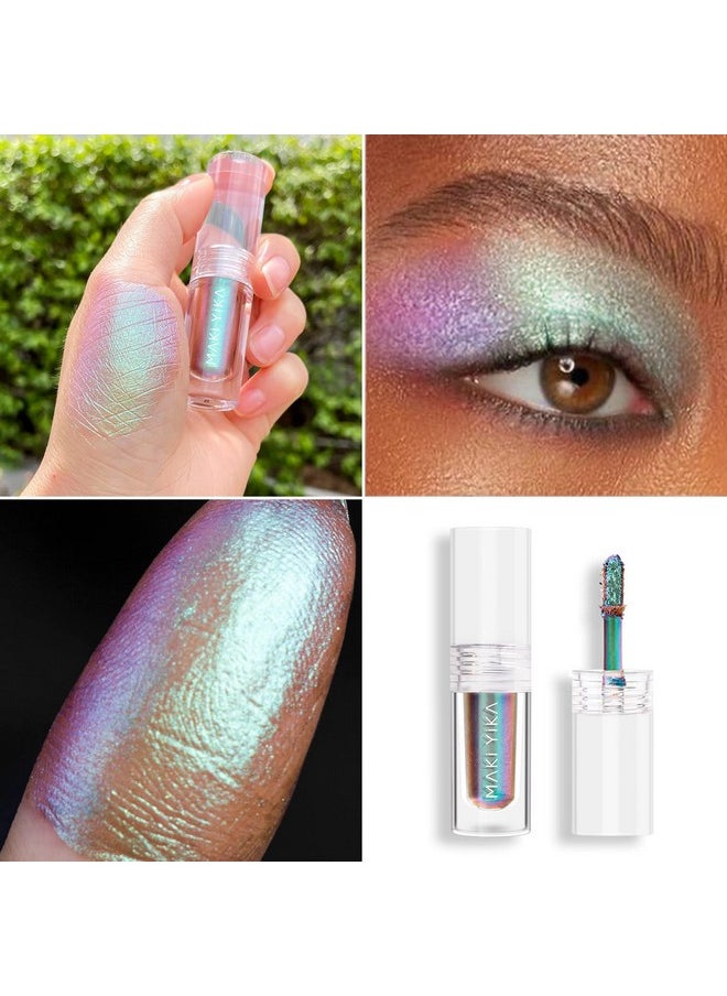 MAKI YIKA Glitter Liquid Eyeshadow, Chameleon Metallic Eyeshadow MultiColor Shifting, Highly Pigmented, Long Lasting With No Creasing Multichrome Holographic Eye Looks (#6 Aurora)