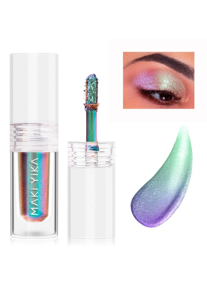 MAKI YIKA Glitter Liquid Eyeshadow, Chameleon Metallic Eyeshadow MultiColor Shifting, Highly Pigmented, Long Lasting With No Creasing Multichrome Holographic Eye Looks (#6 Aurora)