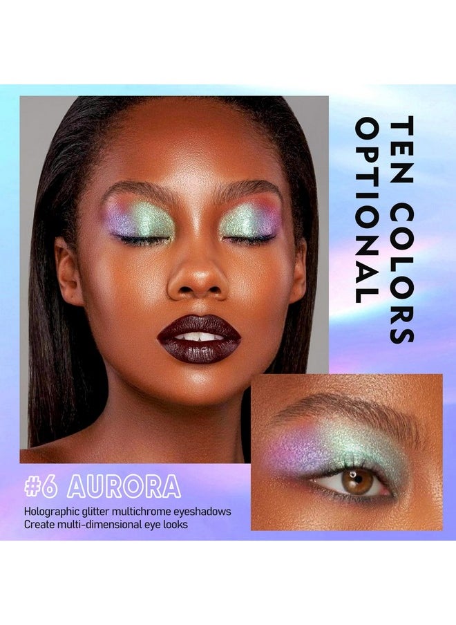 MAKI YIKA Glitter Liquid Eyeshadow, Chameleon Metallic Eyeshadow MultiColor Shifting, Highly Pigmented, Long Lasting With No Creasing Multichrome Holographic Eye Looks (#6 Aurora)