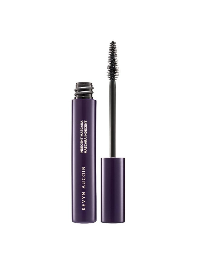 Kevyn Aucoin Indecent Mascara, Black: Thin cone-shaped brush. Creamy lash condition formula. Dramatic and natural look. Long wear. Clump & flake-free. Pro makeup artist go to for defined fuller lashes